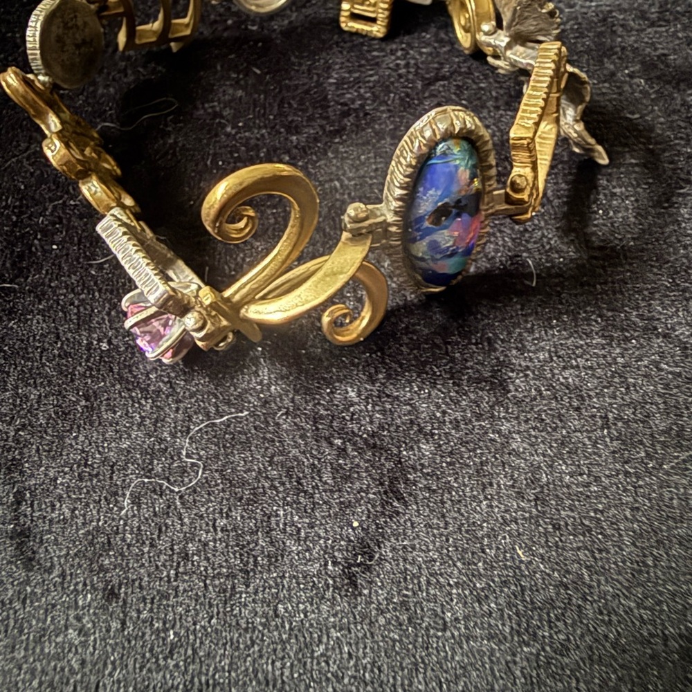 Luna Parc Gorgeous Two Tone Dichroic Glass Moonstone Pink CZ 7.5 Bracelet - Picture 3 of 12